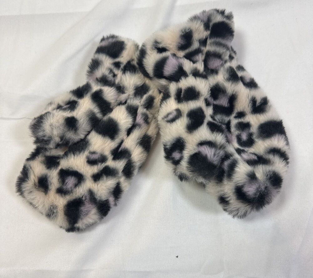 Cat & Jack Girls Mittens Leopard Print Color Mix Purple Size 8-16 (1) Pair